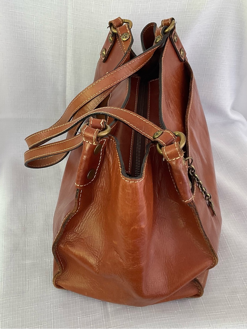 Patricia Nash Romina Tan Leather Shoulder Tote - Picture 3 of 11